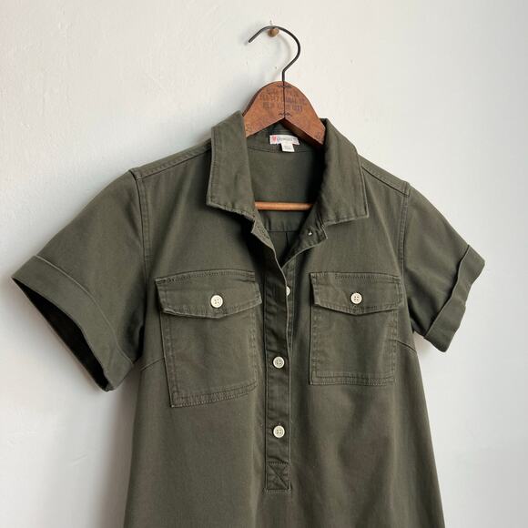 JCrew Crewcuts Kids Girls Short Sleeve Twill Cadet Field Dress in Green 14 - Picture 6 of 11